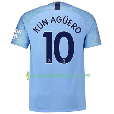 Divisa di Calcio Manchester City Kun Aguero 10 Prima 2018/2019